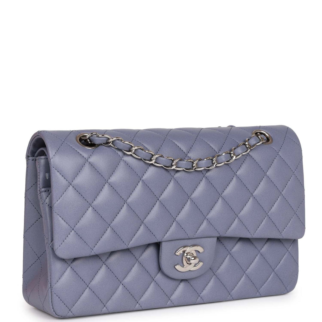 Top Quality Chanel Medium Classic Double Flap Bag Purple Lambskin Silver Hardware