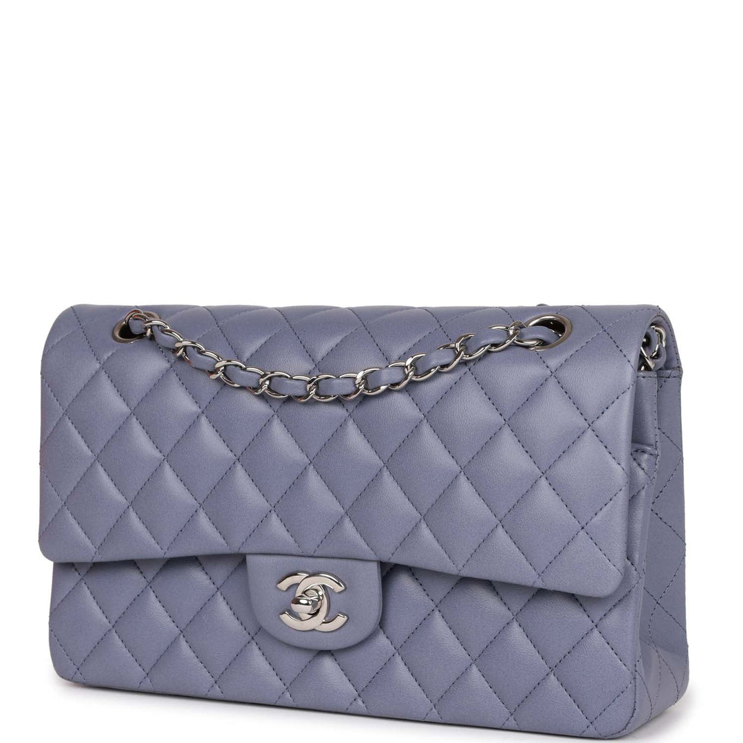 Top Quality Chanel Medium Classic Double Flap Bag Purple Lambskin Silver Hardware