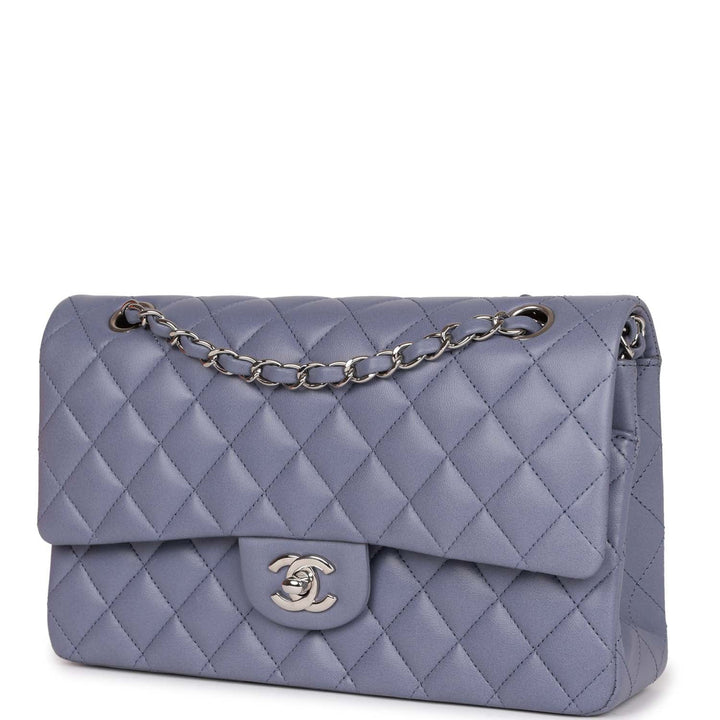 Top Quality Chanel Medium Classic Double Flap Bag Purple Lambskin Silver Hardware