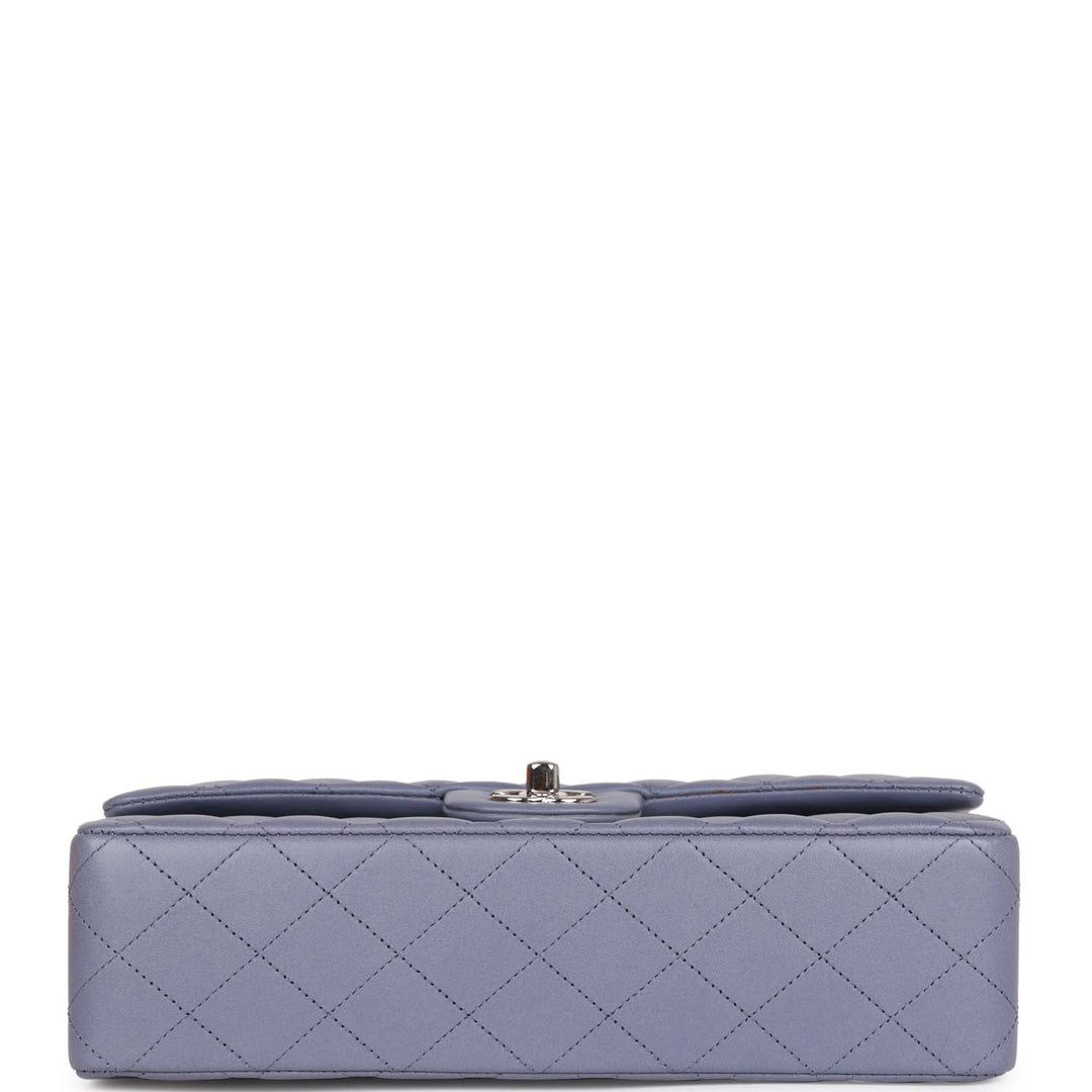 Top Quality Chanel Medium Classic Double Flap Bag Purple Lambskin Silver Hardware