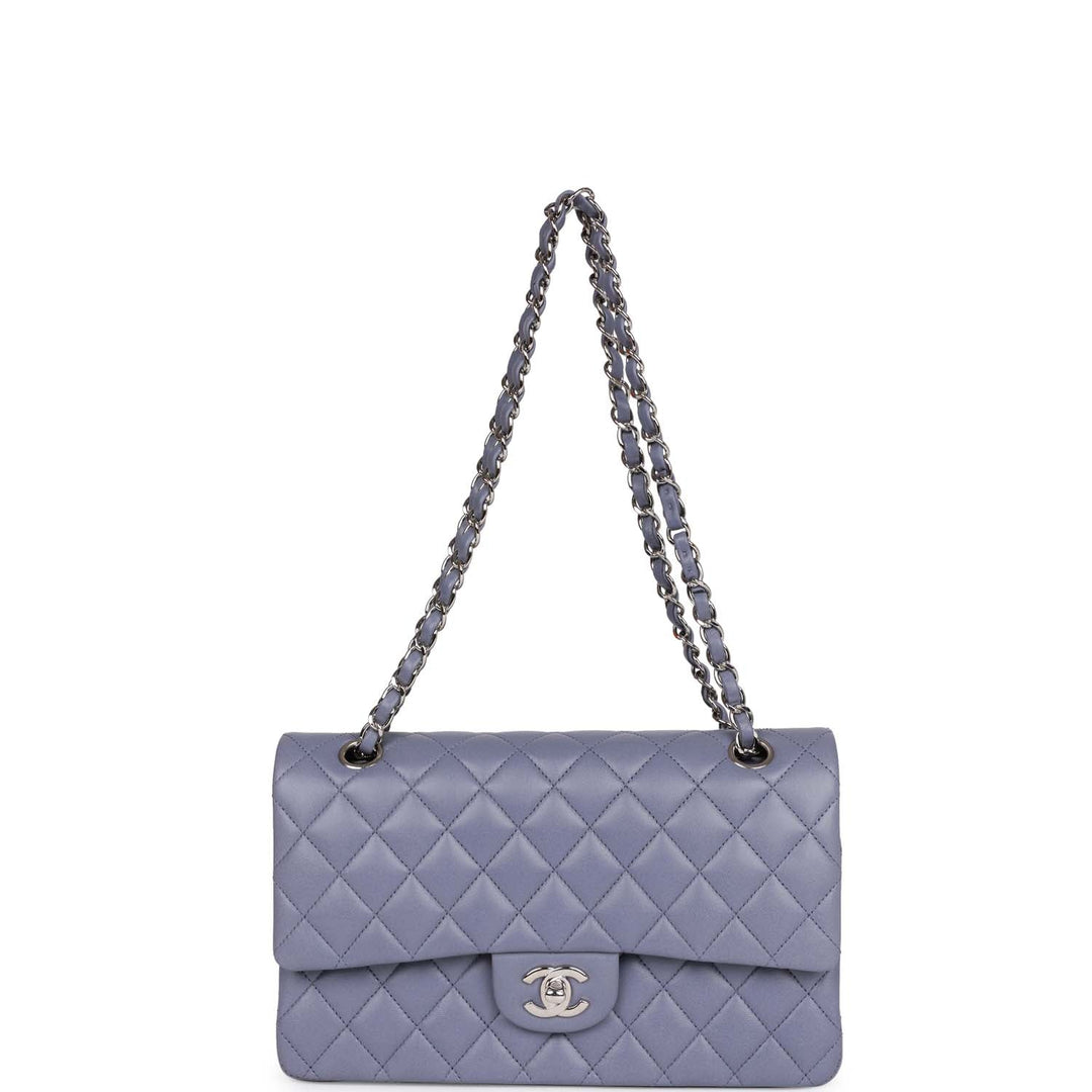 Top Quality Chanel Medium Classic Double Flap Bag Purple Lambskin Silver Hardware