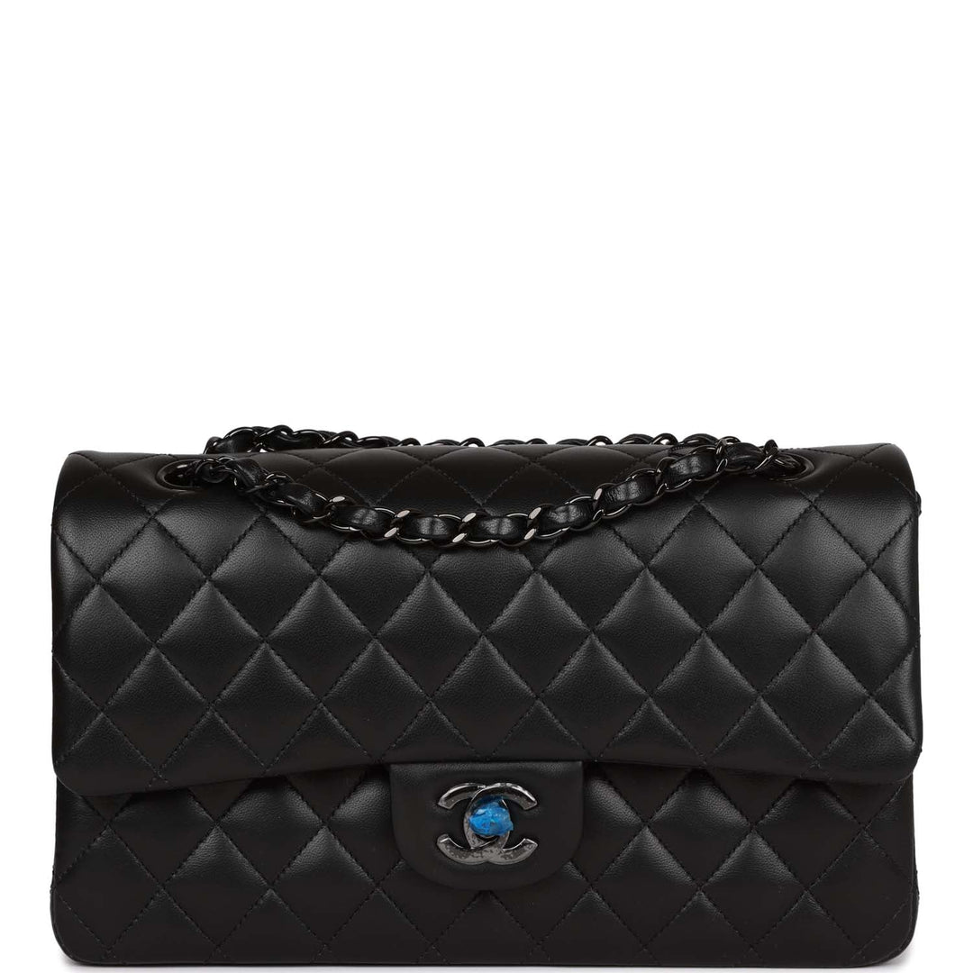 Top Quality Chanel Medium Classic Double Flap Bag SO Black Lambskin Black Hardware