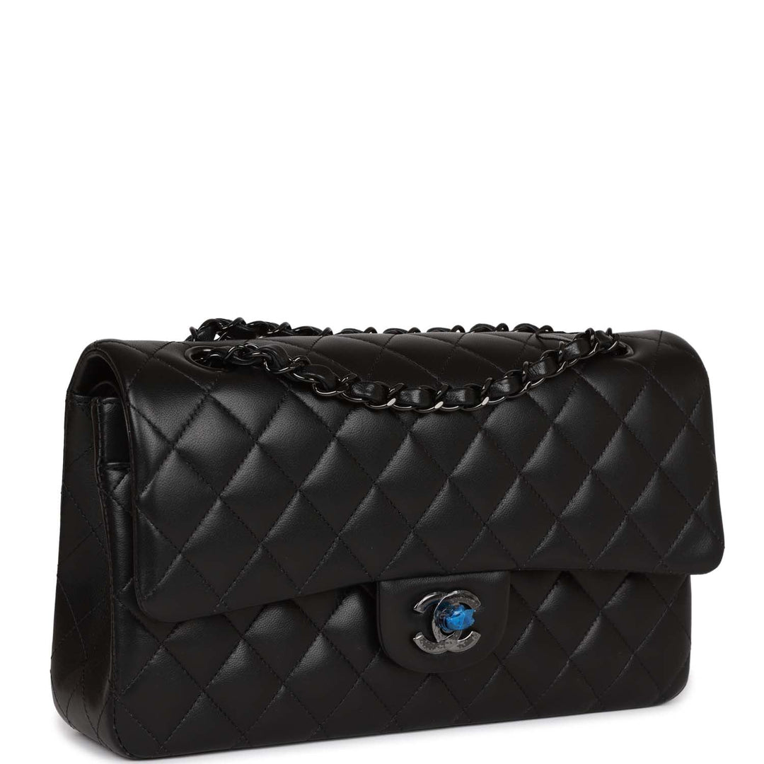 Top Quality Chanel Medium Classic Double Flap Bag SO Black Lambskin Black Hardware