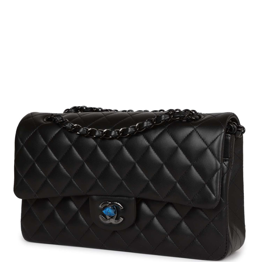 Top Quality Chanel Medium Classic Double Flap Bag SO Black Lambskin Black Hardware