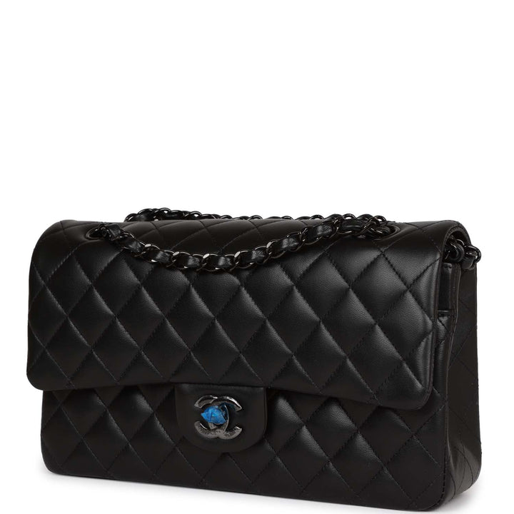 Top Quality Chanel Medium Classic Double Flap Bag SO Black Lambskin Black Hardware