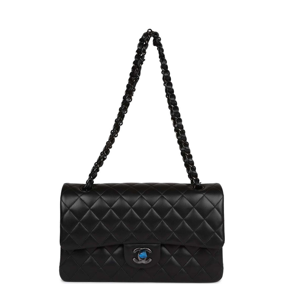 Top Quality Chanel Medium Classic Double Flap Bag SO Black Lambskin Black Hardware