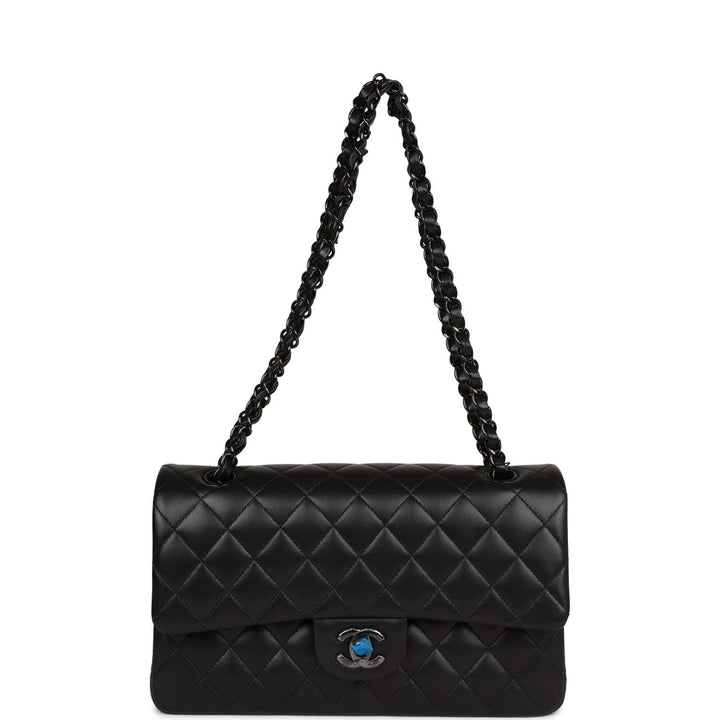 Top Quality Chanel Medium Classic Double Flap Bag SO Black Lambskin Black Hardware