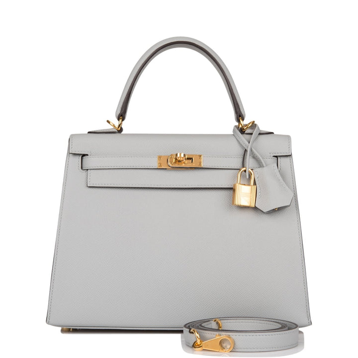 Hermes Kelly 25 Sellier Bleu Glacier Epsom Gold Hardware