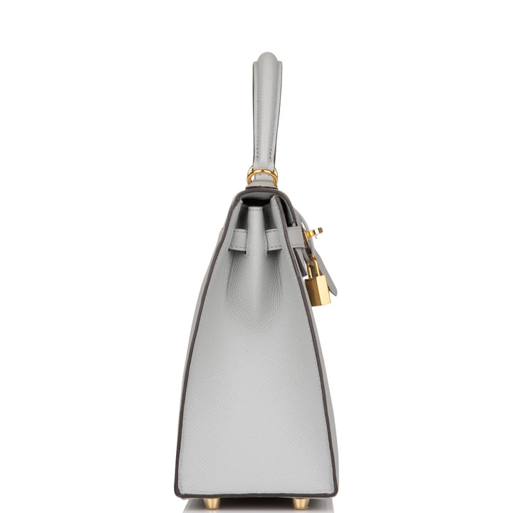 Hermes Kelly 25 Sellier Bleu Glacier Epsom Gold Hardware