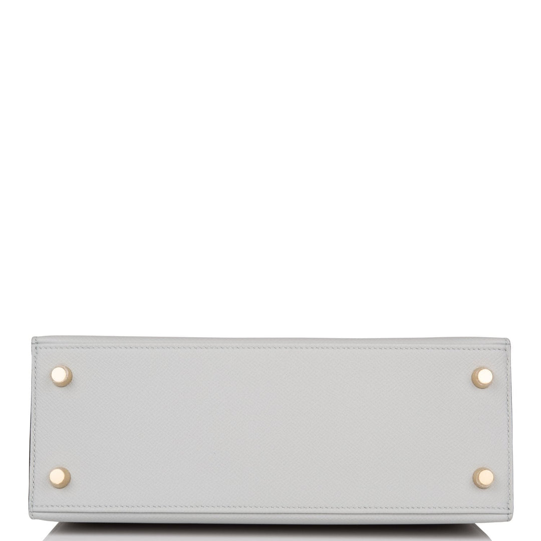 Hermes Kelly 25 Sellier Bleu Glacier Epsom Gold Hardware