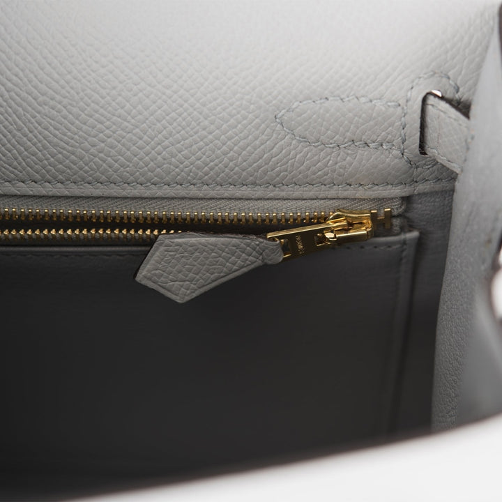 Hermes Kelly 25 Sellier Bleu Glacier Epsom Gold Hardware