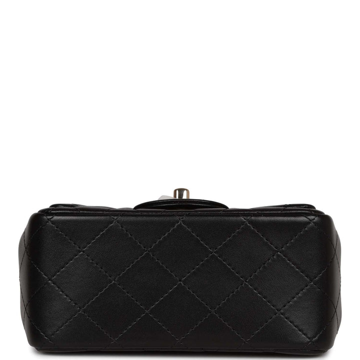 Top Quality Chanel Mini Square Flap Bag Black Lambskin Light Gold Hardware