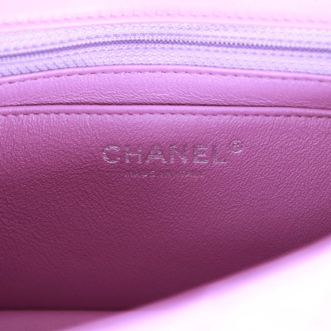 Top Quality Chanel Mini Rectangular Flap Bag Purple Lambskin Silver Hardware