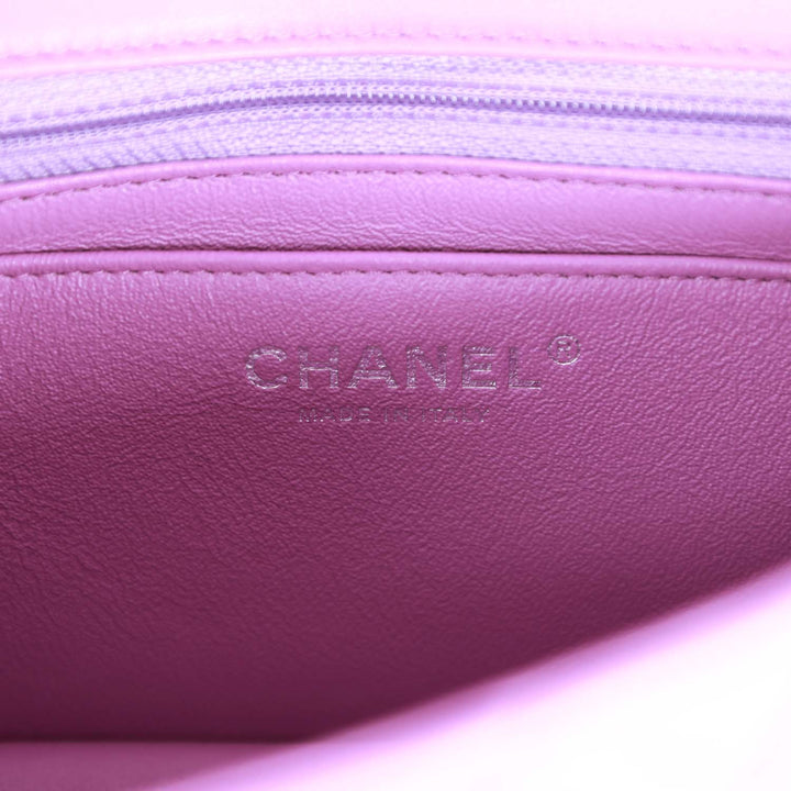 Top Quality Chanel Mini Rectangular Flap Bag Purple Lambskin Silver Hardware