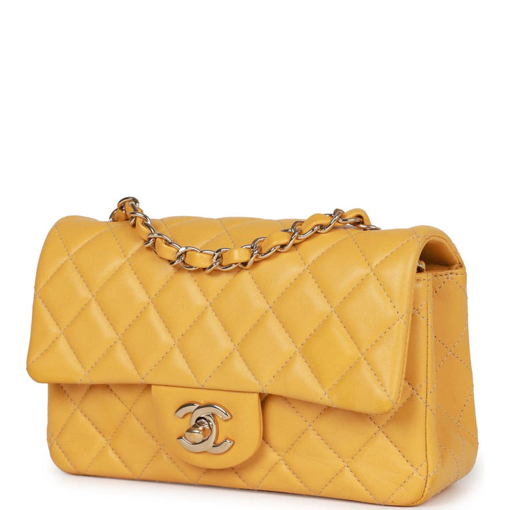 Top Quality Chanel Mini Rectangular Flap Bag Yellow Lambskin Light Gold Hardware