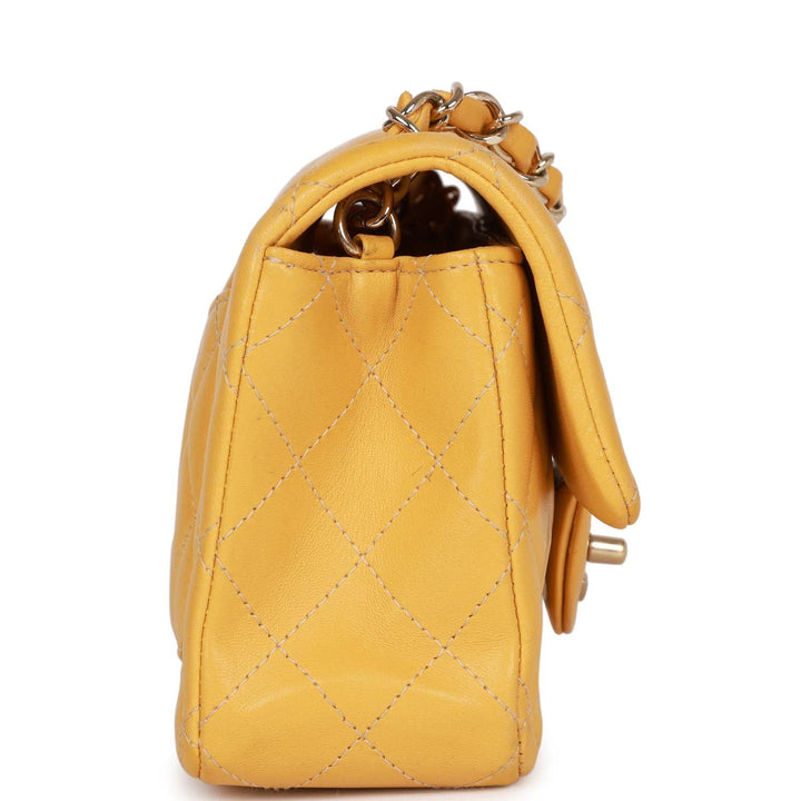 Top Quality Chanel Mini Rectangular Flap Bag Yellow Lambskin Light Gold Hardware