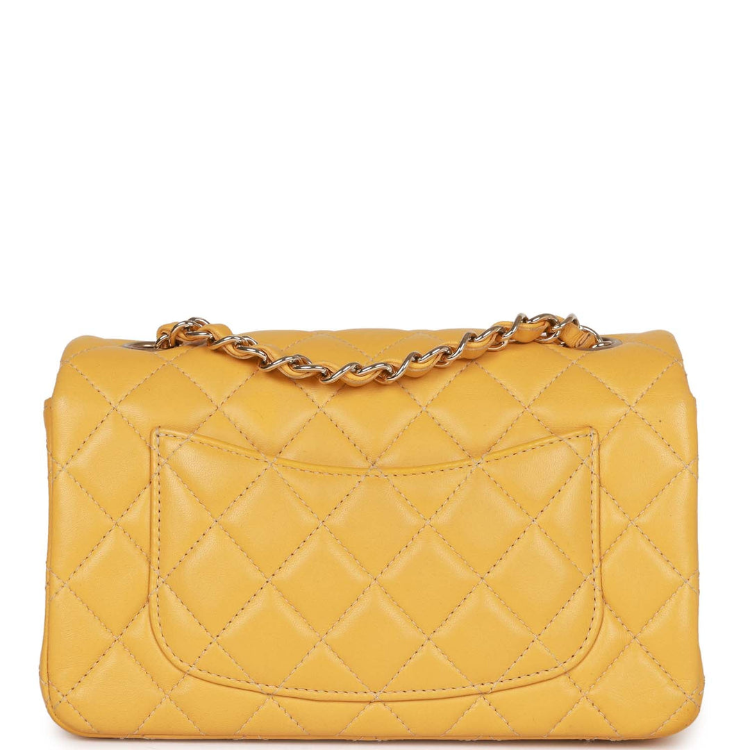 Top Quality Chanel Mini Rectangular Flap Bag Yellow Lambskin Light Gold Hardware