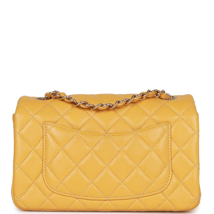 Top Quality Chanel Mini Rectangular Flap Bag Yellow Lambskin Light Gold Hardware