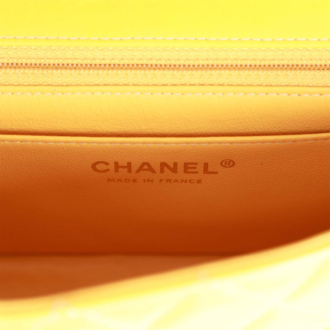 Top Quality Chanel Mini Rectangular Flap Bag Yellow Lambskin Light Gold Hardware
