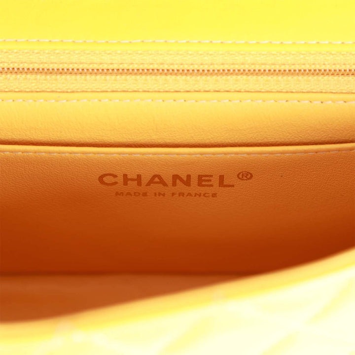 Top Quality Chanel Mini Rectangular Flap Bag Yellow Lambskin Light Gold Hardware