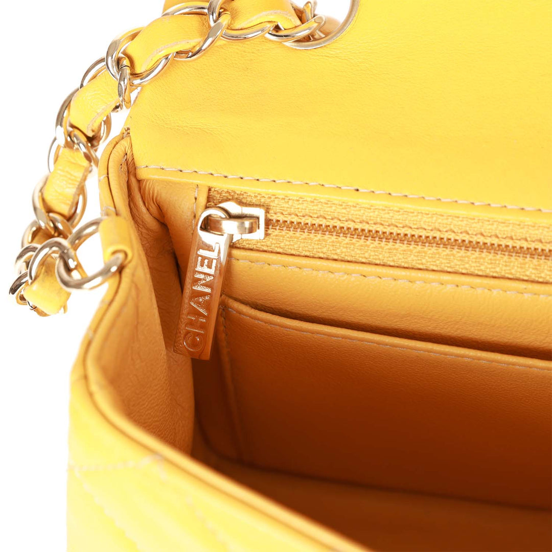 Top Quality Chanel Mini Rectangular Flap Bag Yellow Lambskin Light Gold Hardware
