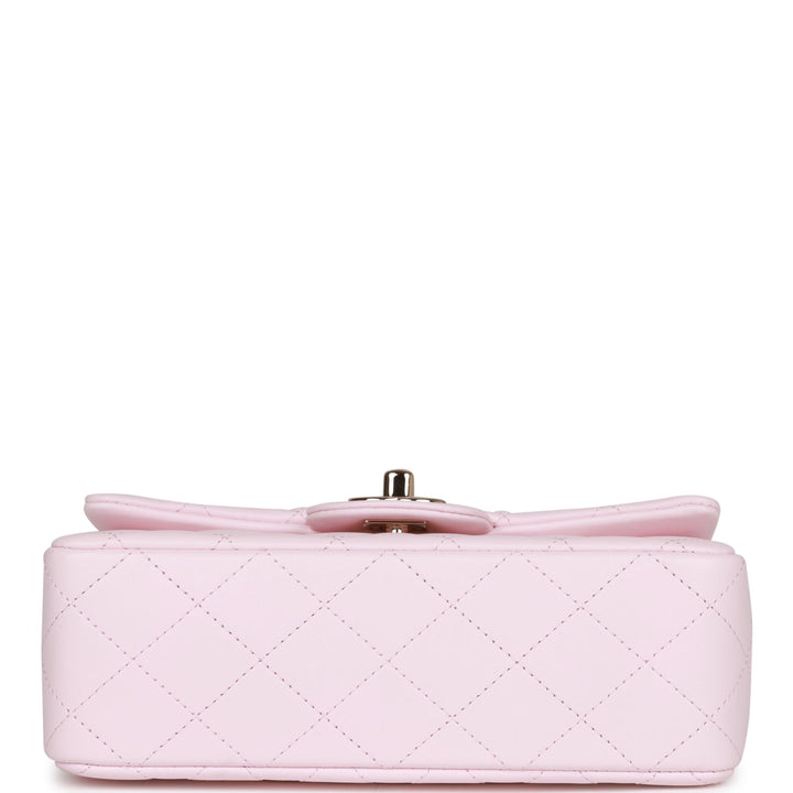 Top Quality Chanel Mini Rectangular Flap Bag with Top Handle Light Pink Lambskin Light Gold Hardware