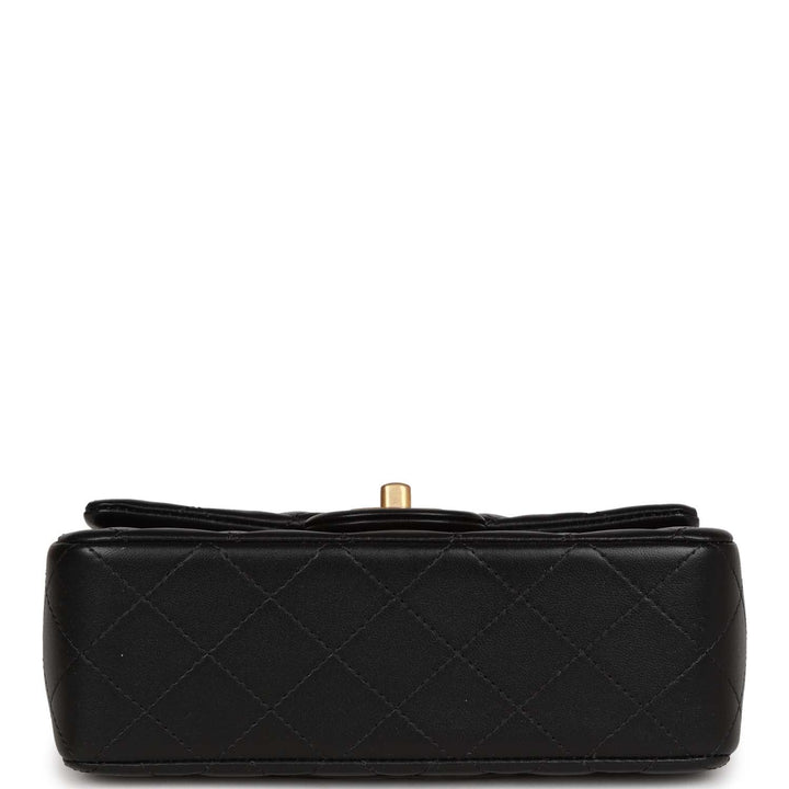 Top Quality Chanel Mini Rectangular Flap with Top Handle Black Lambskin Antique Gold Hardware