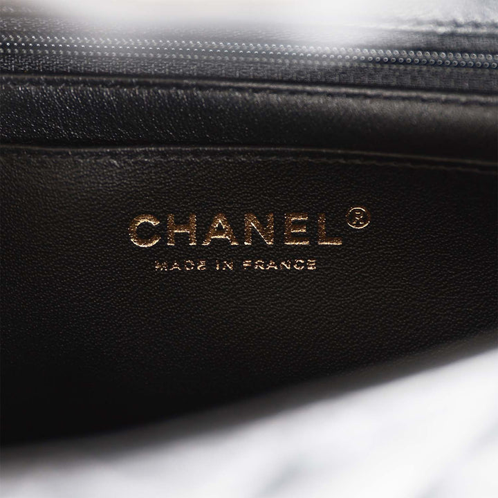 Top Quality Chanel Mini Rectangular Flap with Top Handle Black Lambskin Antique Gold Hardware