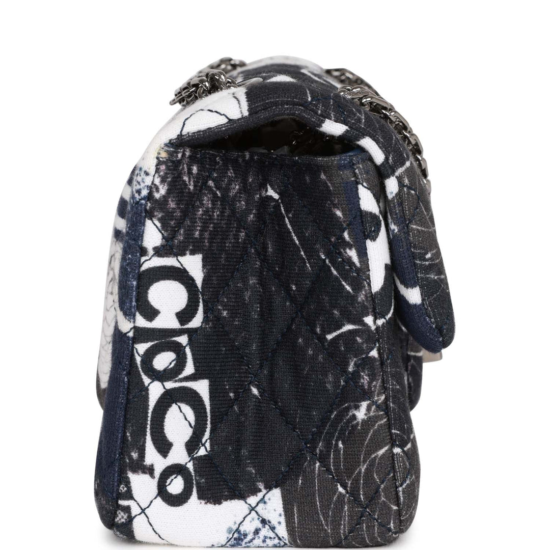 Top Quality Chanel Mini Reissue 2.55 Flap Bag Navy Graffiti Jersey Ruthenium Hardware