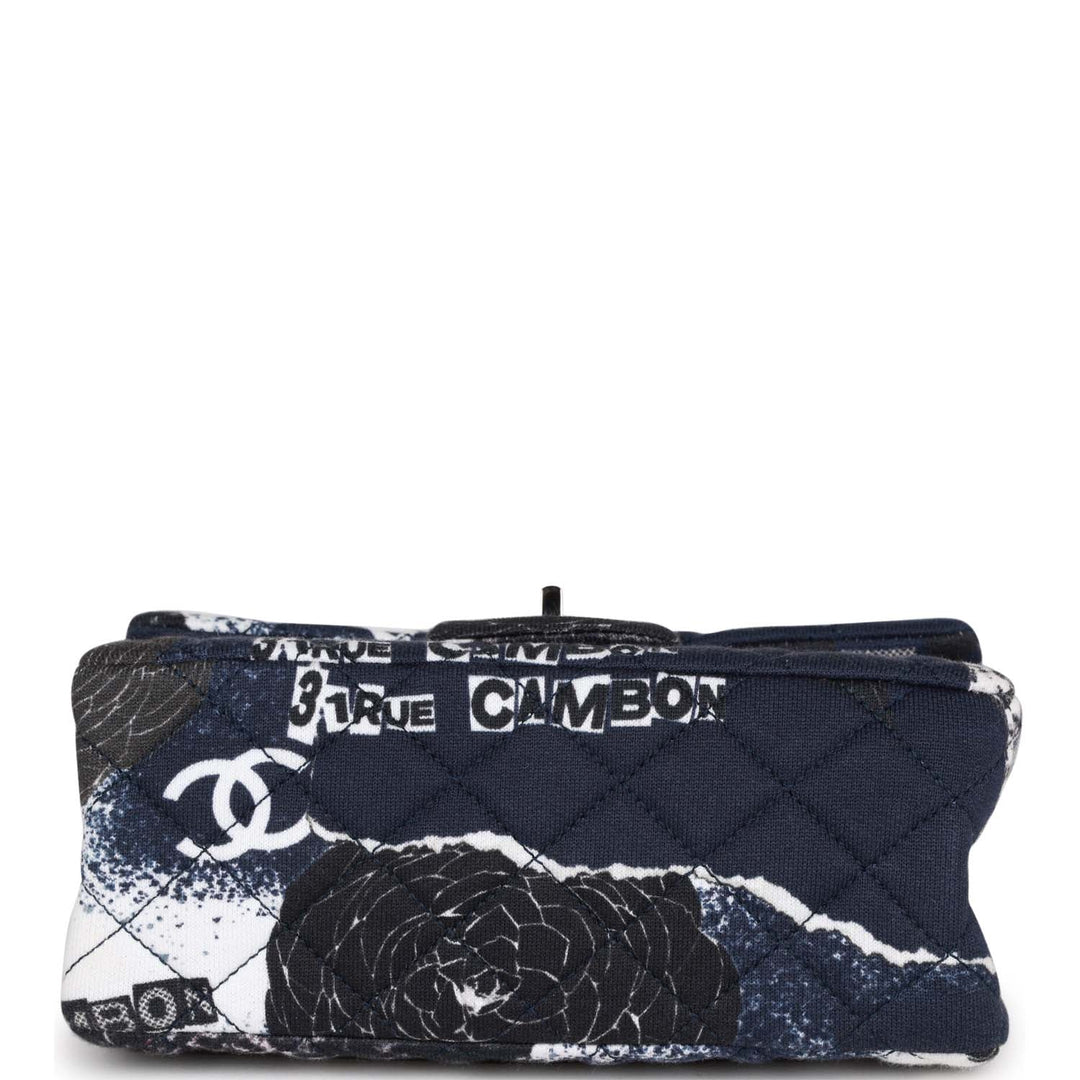 Top Quality Chanel Mini Reissue 2.55 Flap Bag Navy Graffiti Jersey Ruthenium Hardware