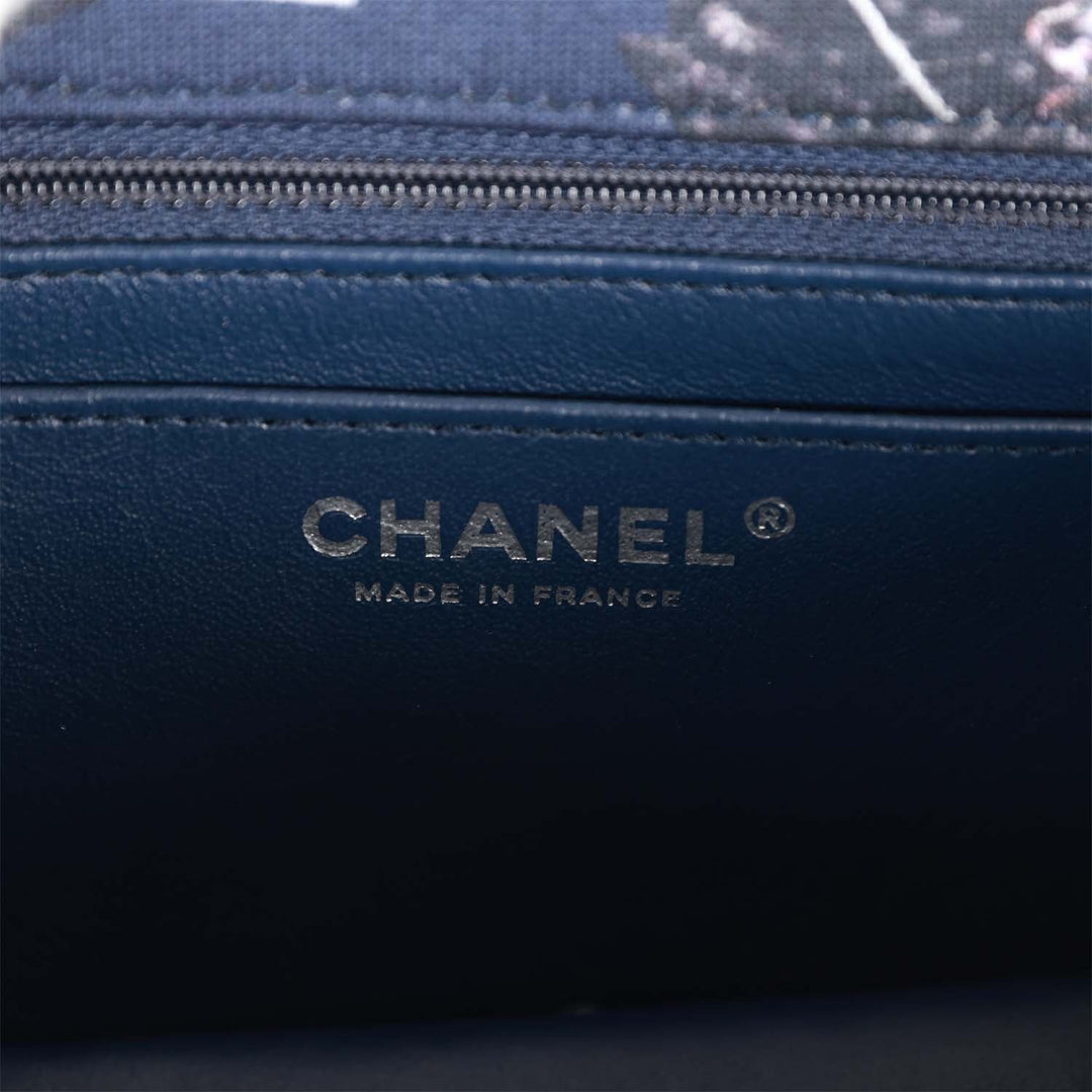 Top Quality Chanel Mini Reissue 2.55 Flap Bag Navy Graffiti Jersey Ruthenium Hardware