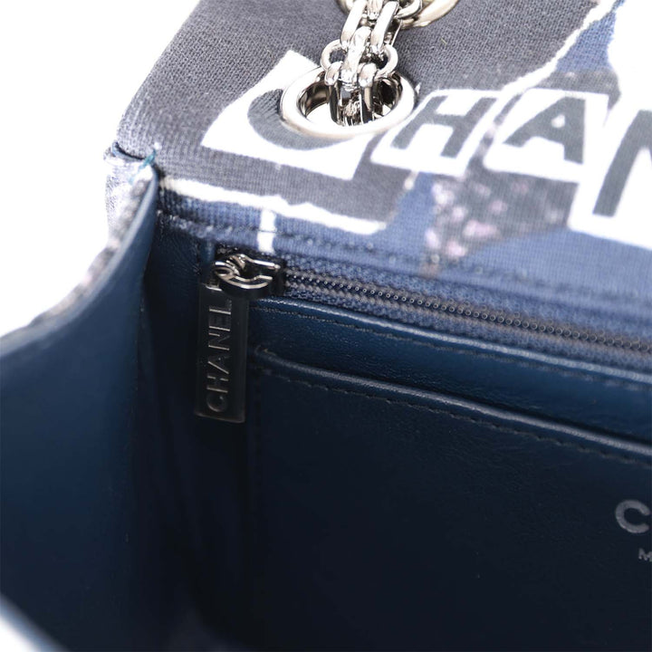 Top Quality Chanel Mini Reissue 2.55 Flap Bag Navy Graffiti Jersey Ruthenium Hardware
