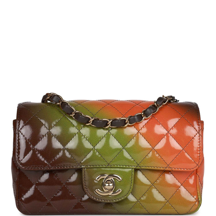 Top Quality Chanel "Senegal Collection" Sunset Patent Leather Mini Classic Flap Bag Light Gold Hardware