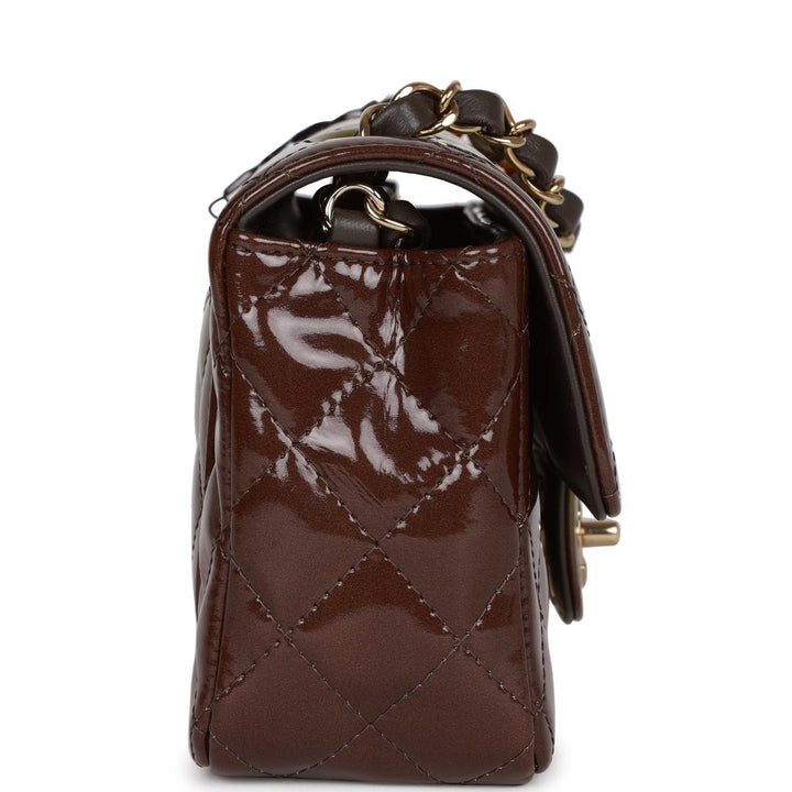 Top Quality Chanel "Senegal Collection" Sunset Patent Leather Mini Classic Flap Bag Light Gold Hardware