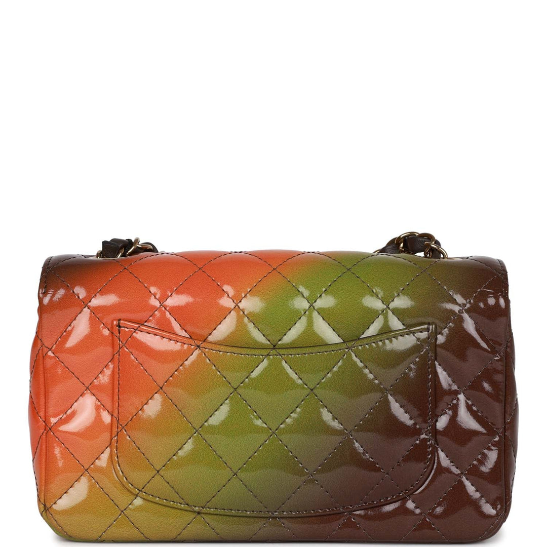Top Quality Chanel "Senegal Collection" Sunset Patent Leather Mini Classic Flap Bag Light Gold Hardware