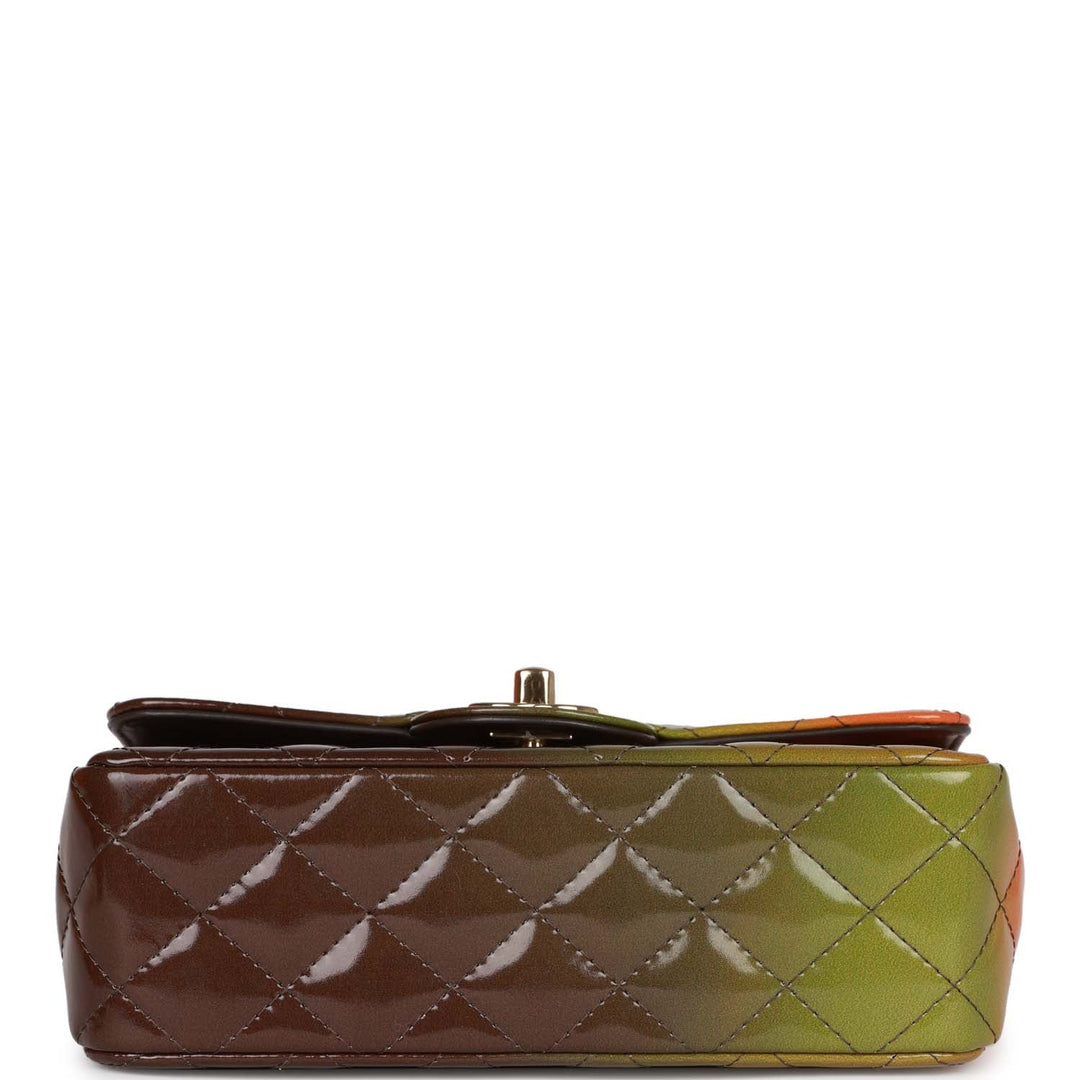 Top Quality Chanel "Senegal Collection" Sunset Patent Leather Mini Classic Flap Bag Light Gold Hardware