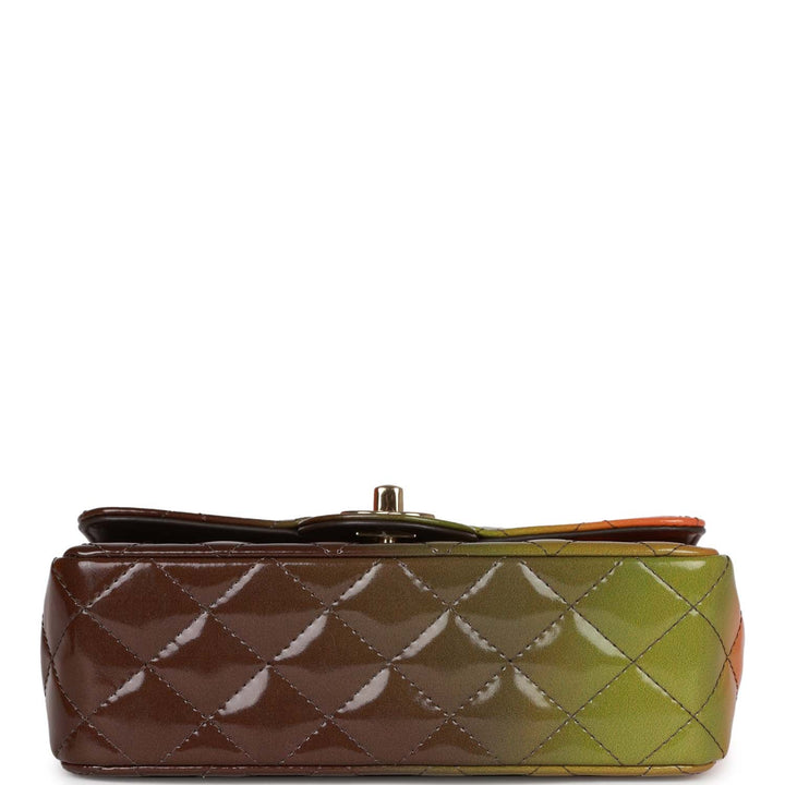 Top Quality Chanel "Senegal Collection" Sunset Patent Leather Mini Classic Flap Bag Light Gold Hardware