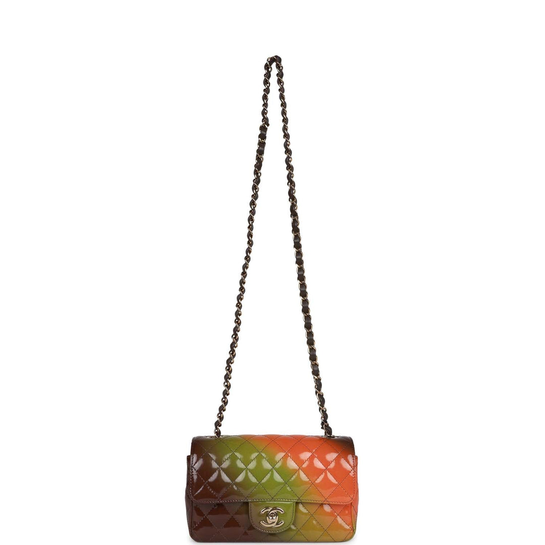 Top Quality Chanel "Senegal Collection" Sunset Patent Leather Mini Classic Flap Bag Light Gold Hardware