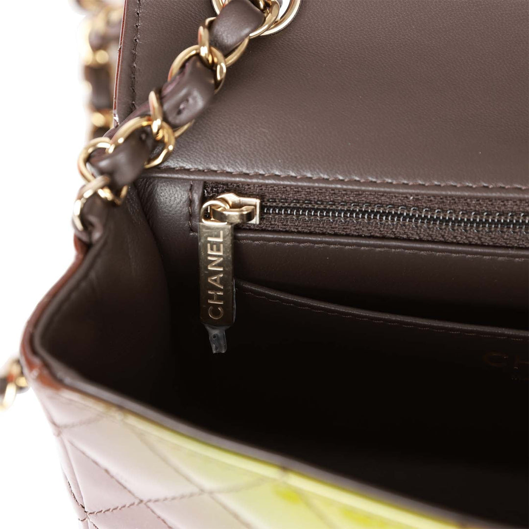 Top Quality Chanel "Senegal Collection" Sunset Patent Leather Mini Classic Flap Bag Light Gold Hardware