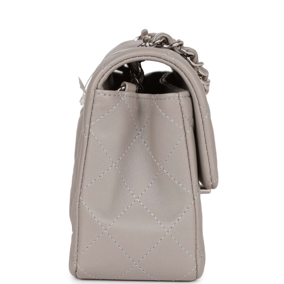 Top Quality Chanel Mini Rectangular Flap Grey Lambskin Silver Hardware