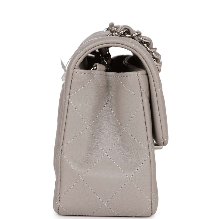 Top Quality Chanel Mini Rectangular Flap Grey Lambskin Silver Hardware