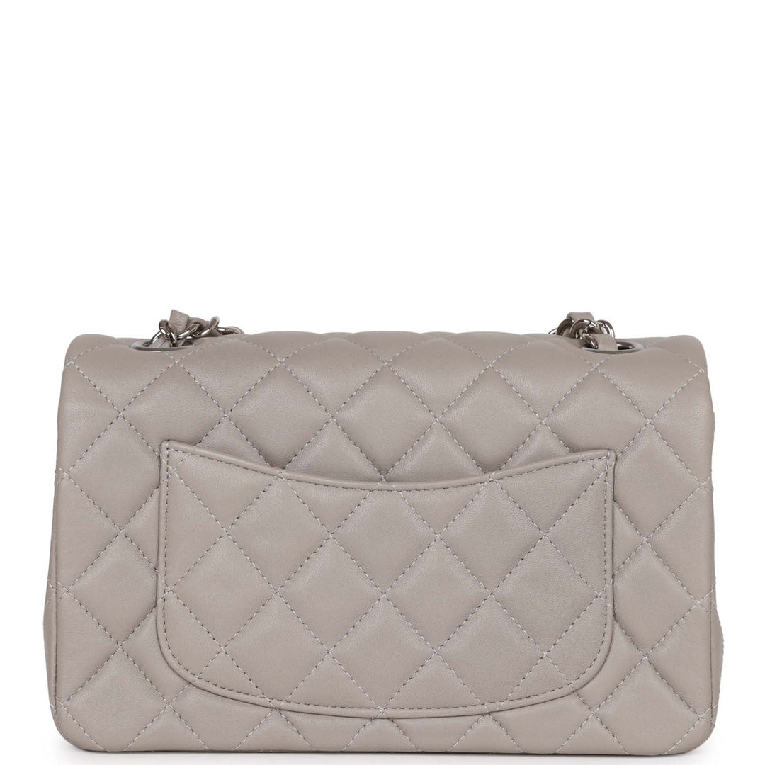Top Quality Chanel Mini Rectangular Flap Grey Lambskin Silver Hardware