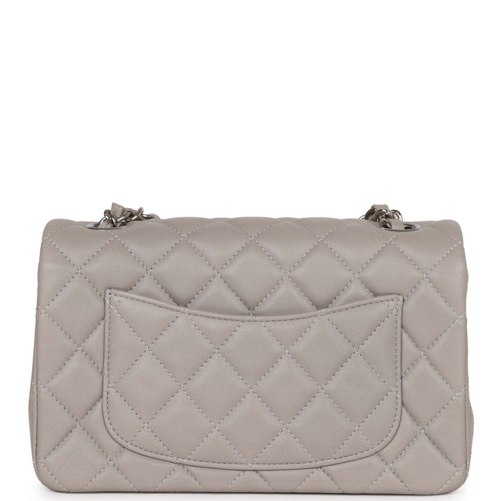 Top Quality Chanel Mini Rectangular Flap Grey Lambskin Silver Hardware