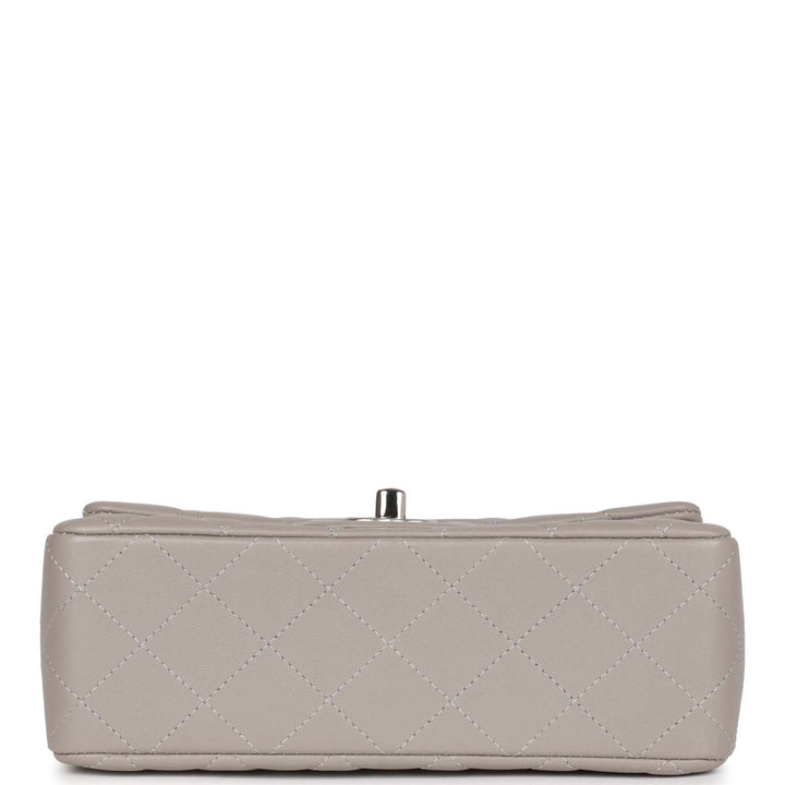 Top Quality Chanel Mini Rectangular Flap Grey Lambskin Silver Hardware