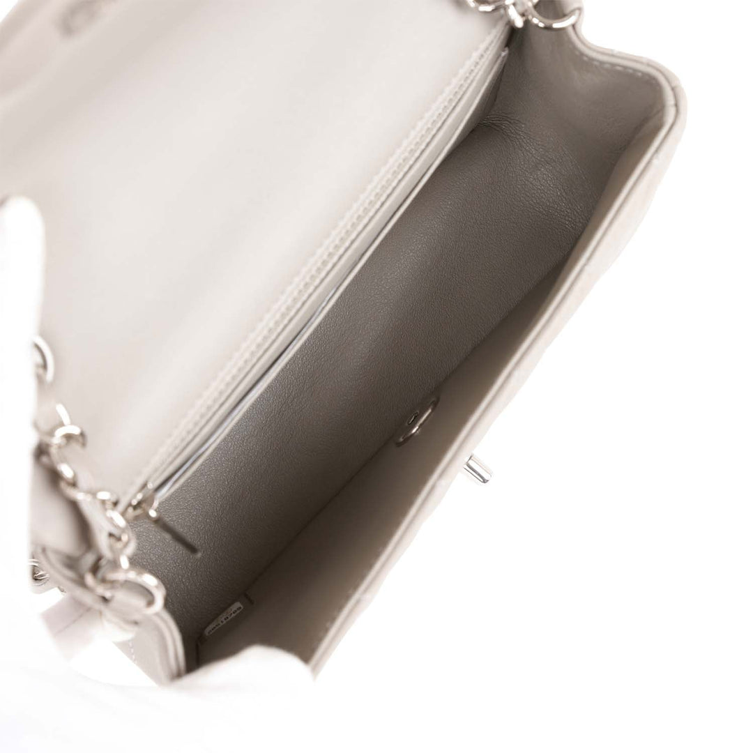 Top Quality Chanel Mini Rectangular Flap Grey Lambskin Silver Hardware