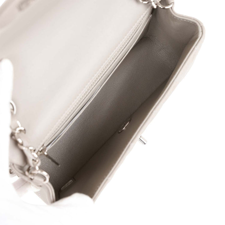 Top Quality Chanel Mini Rectangular Flap Grey Lambskin Silver Hardware