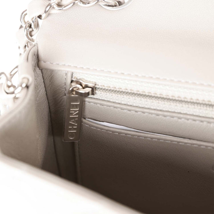 Top Quality Chanel Mini Rectangular Flap Grey Lambskin Silver Hardware