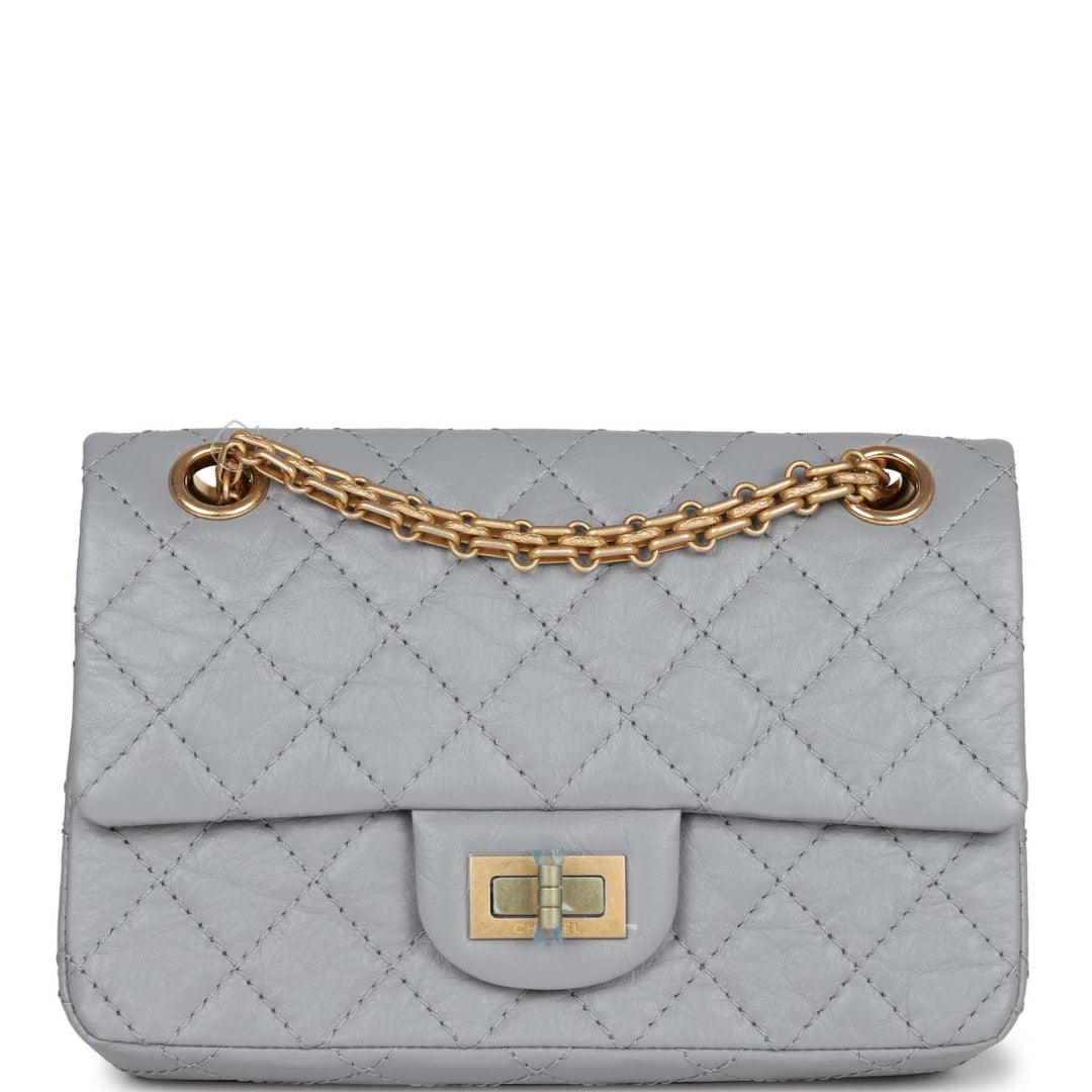 Top Quality Chanel Mini Reissue 224 2.55 Flap Grey Aged Calfskin Antique Gold Hardware