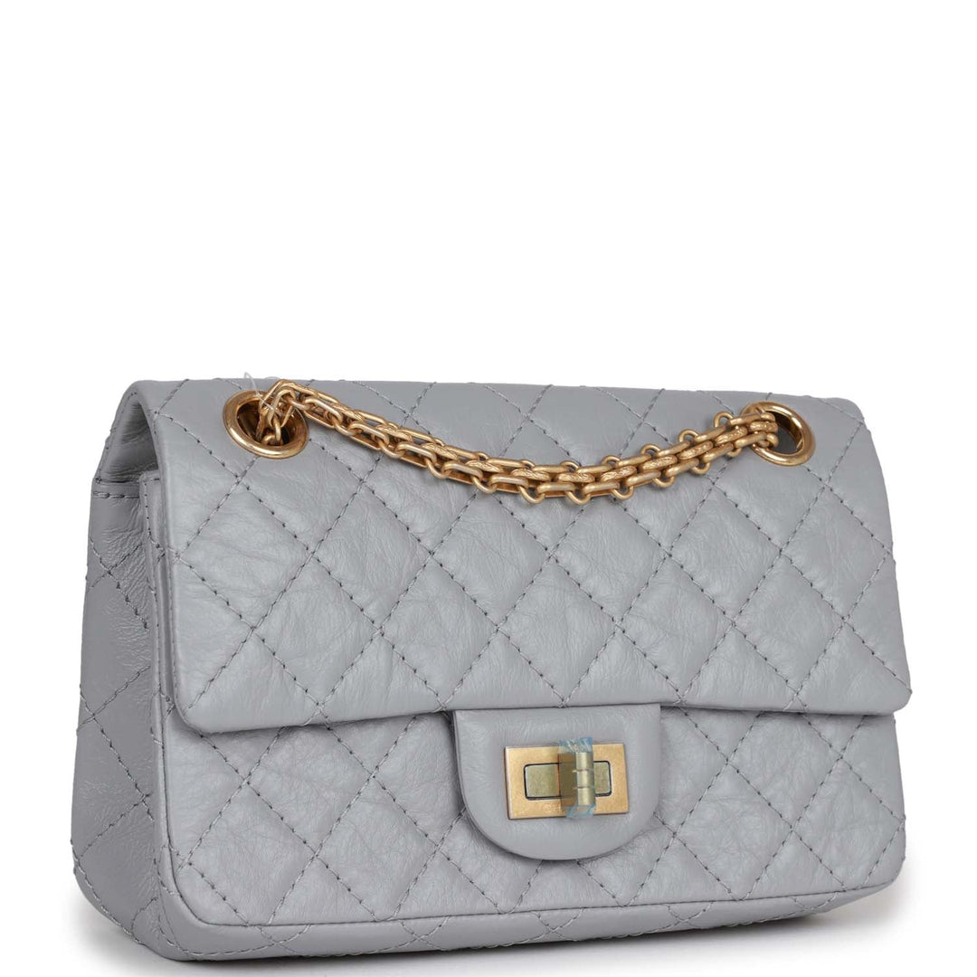Top Quality Chanel Mini Reissue 224 2.55 Flap Grey Aged Calfskin Antique Gold Hardware