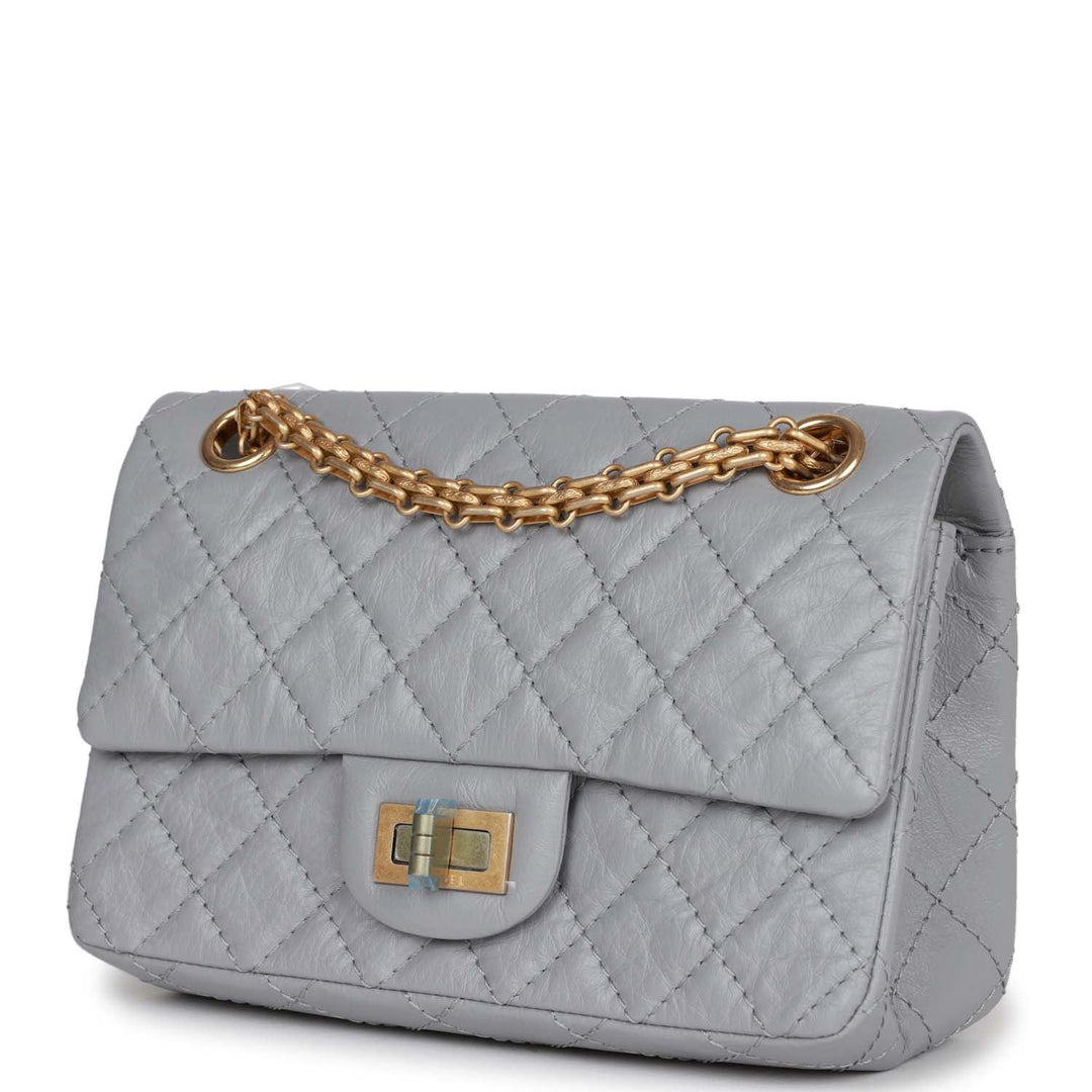 Top Quality Chanel Mini Reissue 224 2.55 Flap Grey Aged Calfskin Antique Gold Hardware